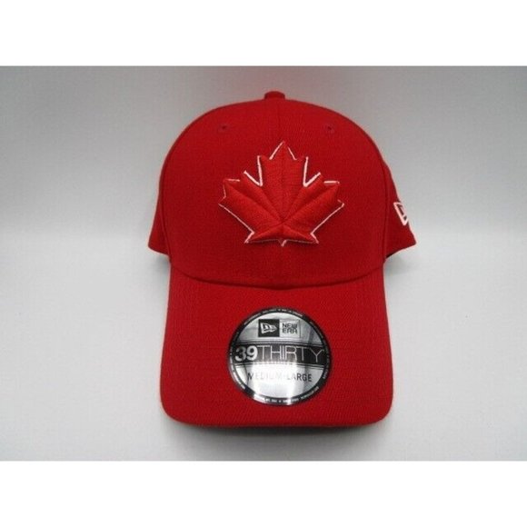 New Era 39Thirty Blue Jays Maple Leaf Logo Red Flex Fit Hat Cap Size M/L - Picture 1 of 5